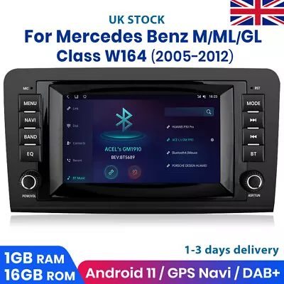 Android 11 Car Stereo For Mercedes ML Classe Sat Nav DAB Bluetooth WIFI RDS USB • £137.74