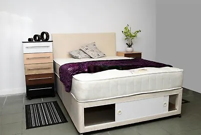 4ft 4ft6 5ft LUXURY DIVAN BED WITH ORTHOPAEDIC MATTRESS.STORAGE.HEADBOARD!  • £379.99