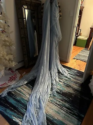 Mombasa Sheer Bed Canopy Mosquito Netting Curtains Blue King Size Drapery • $16.95