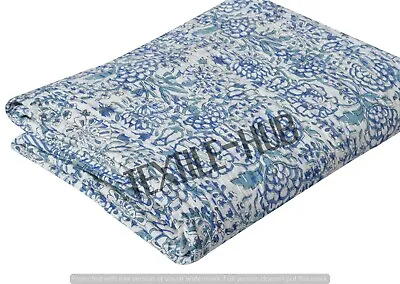 £34.79 • Buy Kantha Quilt Indian Handmade Bedspread Throw Cotton Hand Block KIng Size Gudri