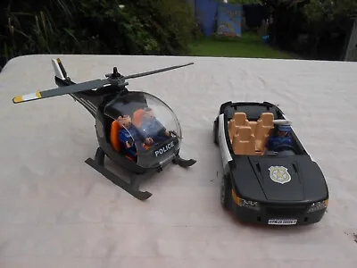 Playmobil  Police Helicopter & Car  With  Figures  Parts • £5.99