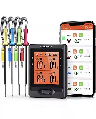 Bluetooth 4 Probe Meat Thermometer Wireless Roast BBQ Turkey Kitchen Cooking • $19.99