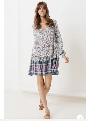 $70 • Buy SPELL AND THE GYPSY Dahlia Tunic Dress In Dusty Blue Size L RRP $239 