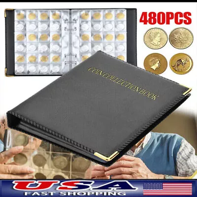 480 Coin Collection Book Holder Album Pockets Coins Display Money Storage Folder • $13.99