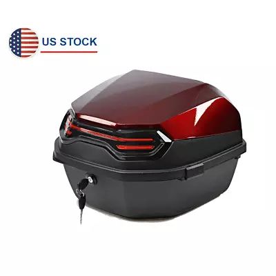 Motorcycle Tail Box Scooter Trunk Luggage Carrier Case W/ Night Reflective Light • $57.50