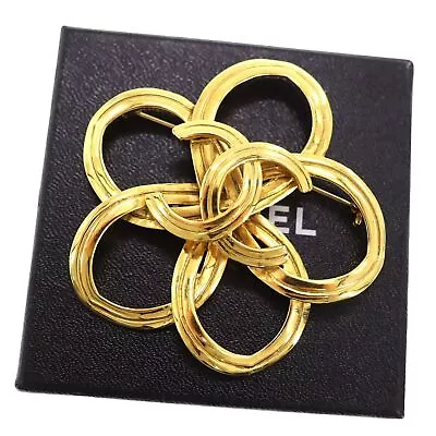 CHANEL CC Flower Used Pin Brooch Gold Plated 96P France Vintage #CL205 M • $717.74