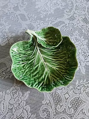 Bordallo Pinheiro Green Cabbage Leaf 9  Chip Veggies & Dip Bowl  • $31