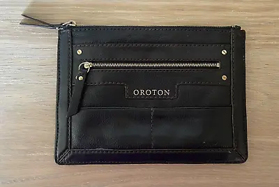 $39 • Buy OROTON Classic Black Leather Clutch Bag ❤️