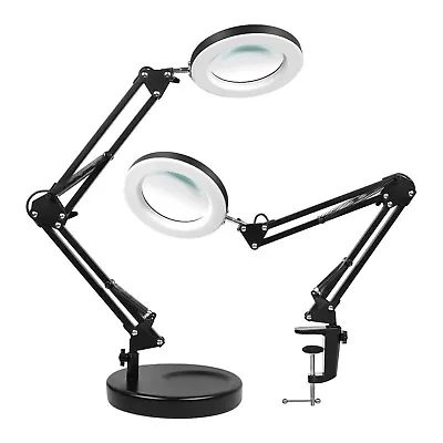 2in1 Magnifier Glass LED Desk Lamp With Light Stand Clamp Beauty Magnifying Lamp • £16.98