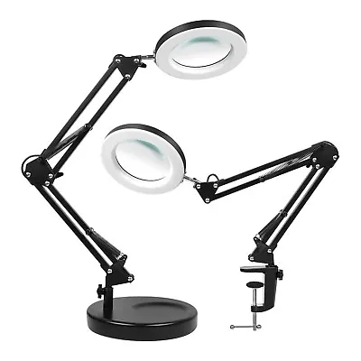 Beauty Glass With Magnifying Light Magnifier Lamp Clamp LED Lamp Desk 10X Stand • £17.58