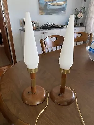 Mid Century Table Lamp Pair Vintage Glass • $140