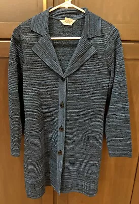 Exclusively Misook Blue And Black Heathered Cardigan Sweater - Petite XXS • $34.99