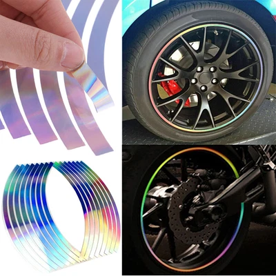 $13.84 • Buy 16x Colorful Reflective Car Wheel Hub Rim Strip Tape Sticker Decal Accessories