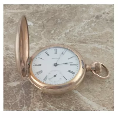 WW1 14k Gold Waltham 7-Jewel Traveller  Hunter Pocket Watch 1918 • £365