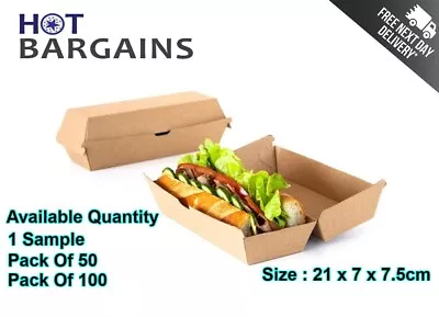 Kraft Paper Takeaway Hot Dog Tray With Closable Lid (21x7x7.5cm) Plastic Free UK • £4.99