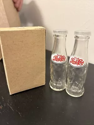 Vintage 1960's Novelty Pepsi-Cola Mini Glass Bottle Salt & Pepper Shakers  • $17.10