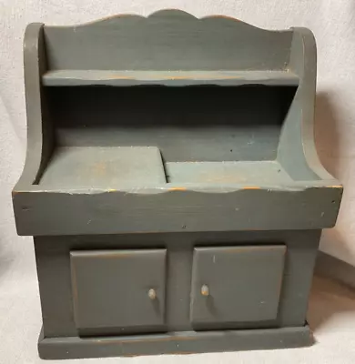 HANDMADE WOODEN DRY SINK BLUE CHILDS Miniature Furniture 11 X 10 X 5 EUC • $49.99