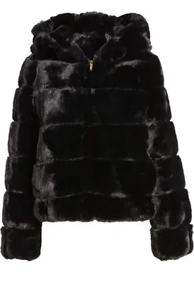 $398 BCBGMAXAZRIA Women's Quilted Faux Fur Hooded Jacket Coat M Mink • $212.50