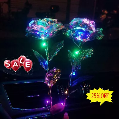 £2.78 • Buy LED Galaxy Rose Flower Gold Foil Rose Romantic Valentine's Day Gift Rose Crystal