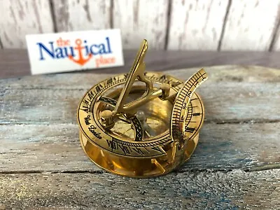 Brass Sundial Compass - Polished Finish - Old Vintage Antique Style - Nautical • $14.94