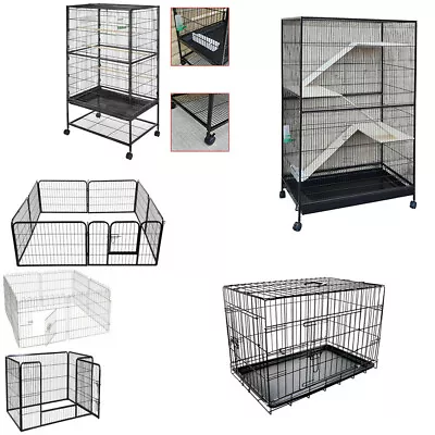 £79.88 • Buy Pet Play Run Cage Dog Puppy Pen Rabbit Guinea Pig Black Metal Enclosure Easipet