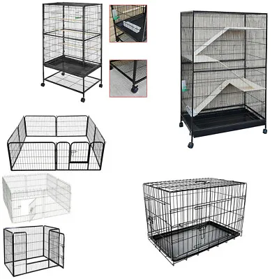 Pet Play Run Cage Dog Puppy Pen Rabbit Guinea Pig Black Metal Enclosure Easipet • £79.88