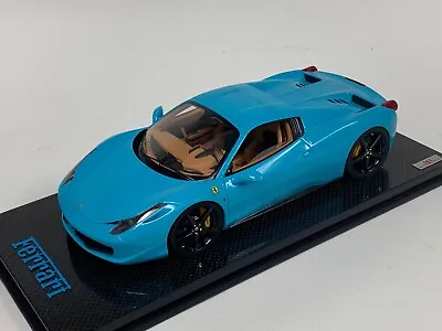 1/18 MR Collection Ferrari 458 Spider Hard Top Baby Blue Carbon Base • $699.95