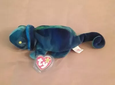 TY Beanie Baby - RAINBOW The Chameleon (bluish-greenish) Retired • $10