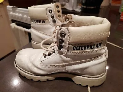 CAT Caterpillar Oil Resistant RARE White Burnished Boot 8 US AS NEW Leather. • $60