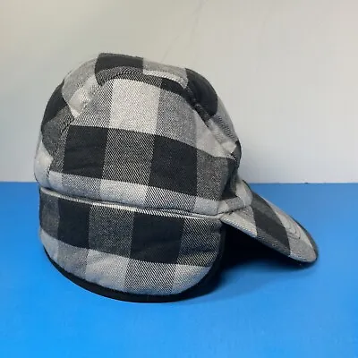 Eddie Bauer Plaid Cap Trapper Hat Fleece Lined Ear Flap Size S/M Clean Warm • $16.95