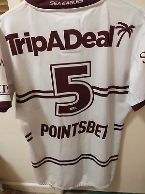 Manly Sea Eagles Christian Tuipulotu Match Worn Away Jersey #5 2023  • $340