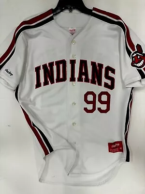 Cleveland Indians Vintage Ricky Vaughn Rawlings Size White 44 Jersey • $349.99