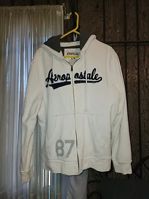 Aeropostale Sherpa Lined Heavy Hoodie Jacket White Size Large • $29.99