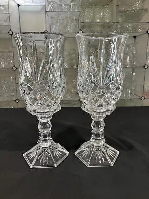 Lexington By Godinger Crystal - Two Vintage Crystal Hurricane Lamps And Globes • $65