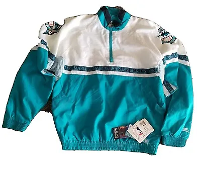 NWT XL STARTER Florida Marlins White Windbreaker Jacket Men's Vintage 1990's NEW • $175