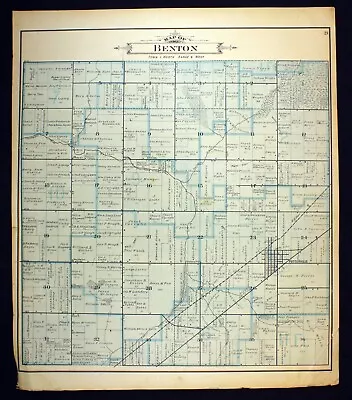 1895 Plat Map Benton Township Eaton County Michigan Original Color Potterville • $15.50