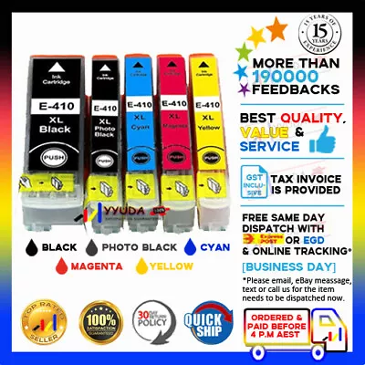 5x YYUDA NoN-OEM Ink Cartridges 410XL 410 XL For Epson XP-540 640 830 900  • $13.70