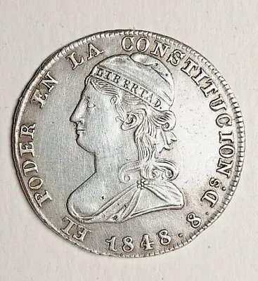 Ecuador 1848/7 G. J. Overdate 2 Reales. Quito Mint. KM-33 • $450