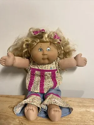 Cabbage Patch Kid Doll Playalong 2004 Girl Green Eyes Blonde Hair Flowery Outfit • £19.99