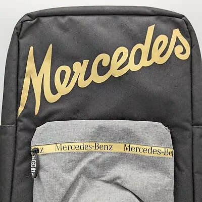 Mercedes Benz Laptop Backpack 16  Padded Computer Bag Gold Black Spell Out Auto • $34.95