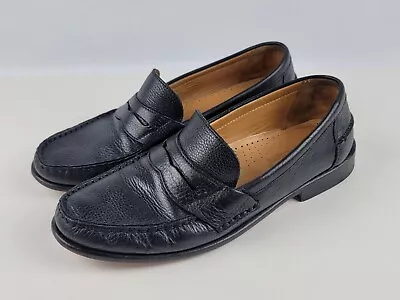 Studio Belvedere Mens Michelle Black Leather Slip On Penny Loafer Shoe 9 1/2D VG • $32.99