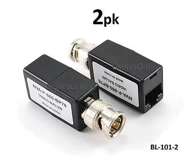 2-PACK RJ45 Jack To BNC Male CCTV Video Balun Adapter CablesOnline BL-101-2 • $13.95