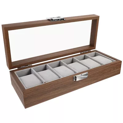 6 Grids Watch Box Wood Storage Case Jewelry Display Organizer Holder Wooden • $26.99