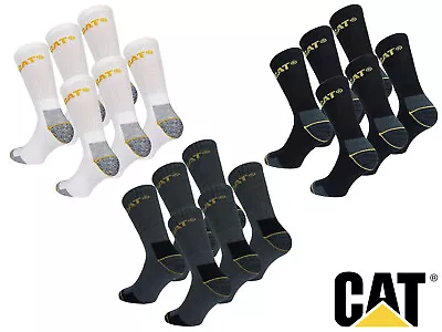 Cat Workwear Crew Socks Caterpillar CAT Heavy Duty Cotton Terry Reinforced Heel • £8.95