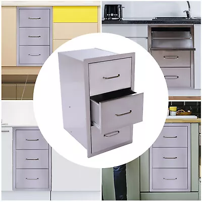 3 Drawer Outdoor Kitchen Drawer Home Kitchen Cabinet Storage W/Venting Panel 3a • $131.52