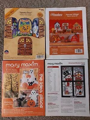 Mary Maxim & Dream Works Halloween Christmas Plastic Canvas Patterns 4 • $19.95