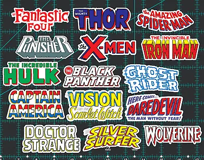 15 Marvel Classic Logo Stickers - Clear Holographic Or White- Spiderman Thor • $10.95