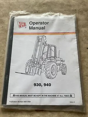 $199.99 • Buy JCB 930, 940  Rough Terrain Forklift Operators Manual