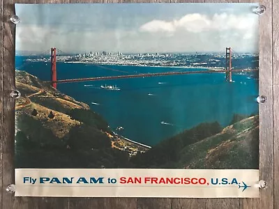 Original 1965 FLY PAN AM TO SAN FRANCISCO Vintage Travel POSTER Iconic Old View • $500