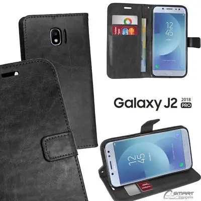 Black Wallet Flip Card Slot Stand Case Cover For Samsung Galaxy J2 Pro ( 2018 ) • $7.99